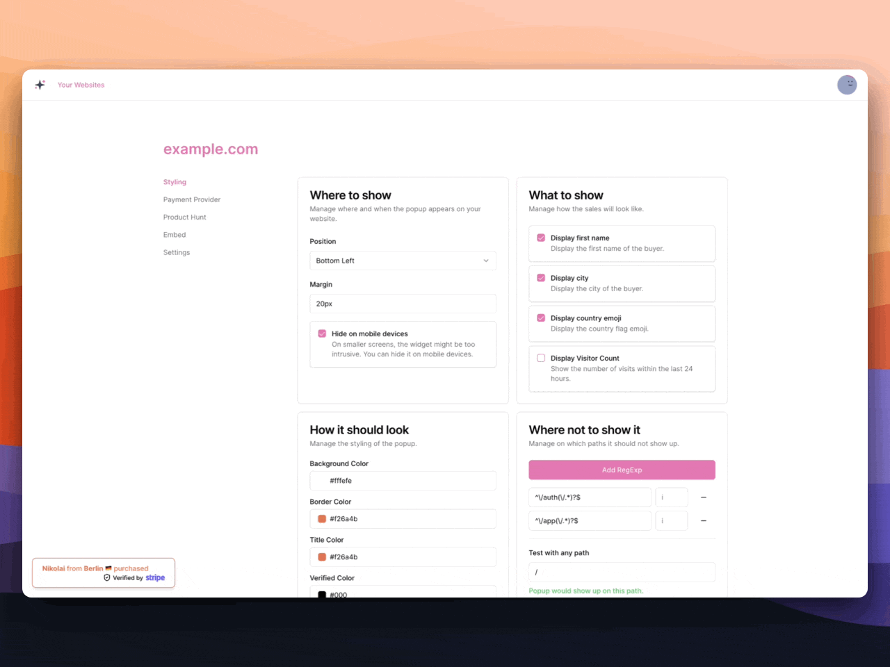 Styling the widget